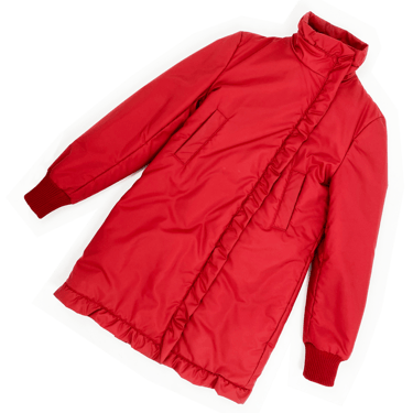 Miu Miu F/W 2000 red ruffle trim puffer coat