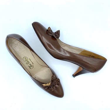 Vintage Brown Leather Pumps, Size 12 USA 