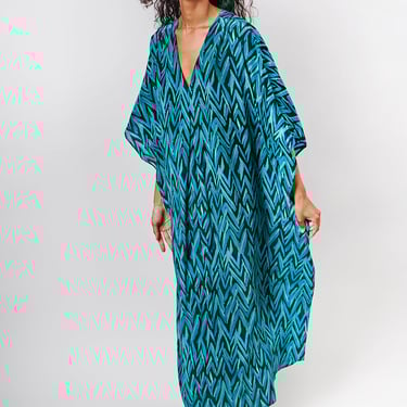 The Cleo Caftan | Aquamarine Chevron