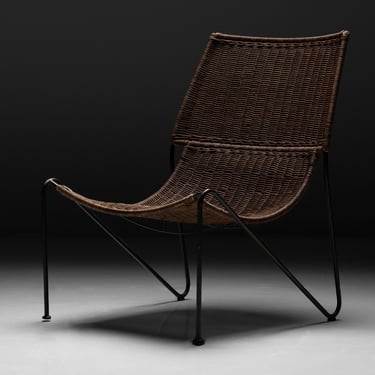 Iron & Wicker Chair by Frederick Weinberg