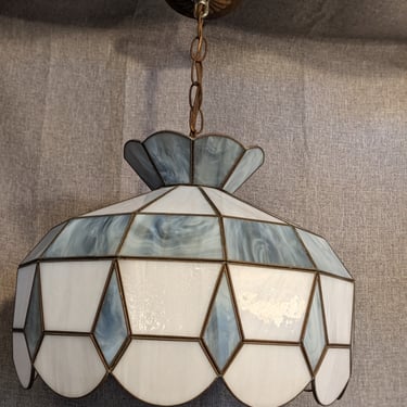 Mid-Century Modern Leaded Glass Chain Lamp