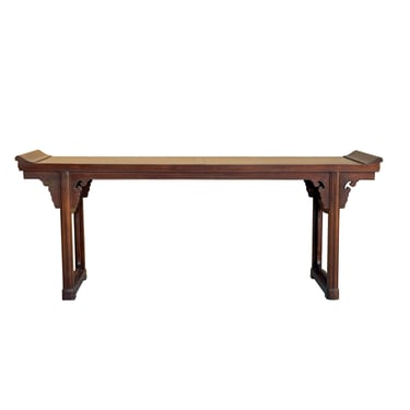 Vintage Oriental Natural Brown Ru Yi Point Edge Altar Console Table ws4253E 