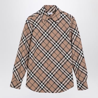 Burberry Check Pattern Wool Blend Shirt Women