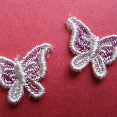 purple butterfly appliqué patch vintage lilac butterflies lingerie trim 