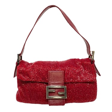 Fendi Red Beaded Baguette Bag