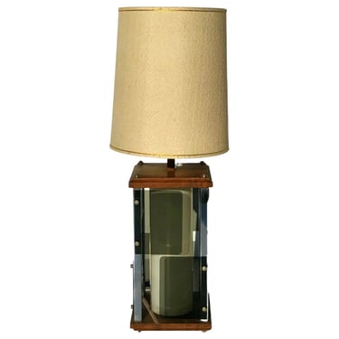 mid century modern table lamp acylic lucite walnut Nova Of California 