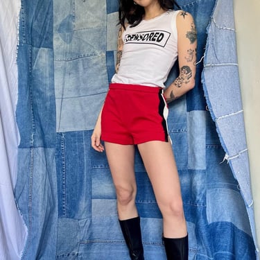 Vintage 70's Shorts / Athletic Wear / Unisex / Sports / Jogging Shorts with Side Stripes / Just Do It 