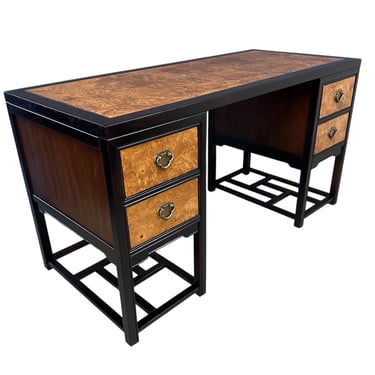 Drexel Heritage "Tai Ming" Burl and Mahogany Desk Mid Century