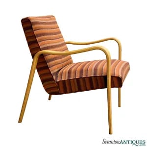 Mid-Century Modern Thonet Sculptural Bentwood Orange Lounge Chair