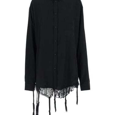 Balenciaga 'Lingerie' Black Sirt With Button-Down Collar And Lingerie Detail On The Hem In Tech Fabric Woman