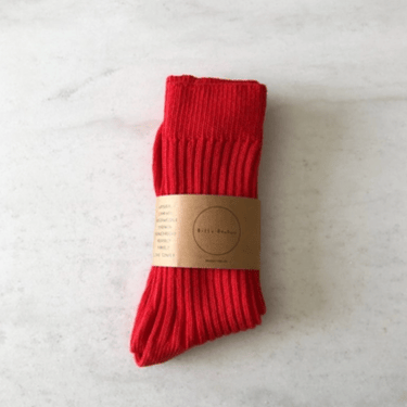 Ribbed cotton high socks - Red