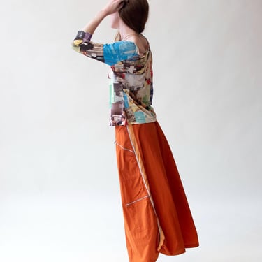 Y2K Orange Zipper Skirt | Xlady 