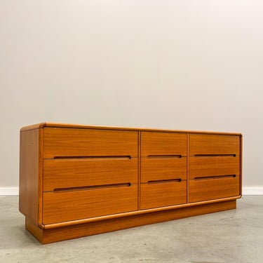 Vintage Danish Modern Teak Nine Drawer Dresser 