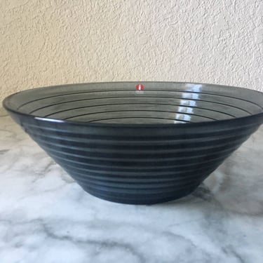 Vintage ittala Aalto bowl, Aino Aalto bowl, Iittala glass bowl, Rippled glass bowl, Grey glass bowl, Finnish art glass bowl 