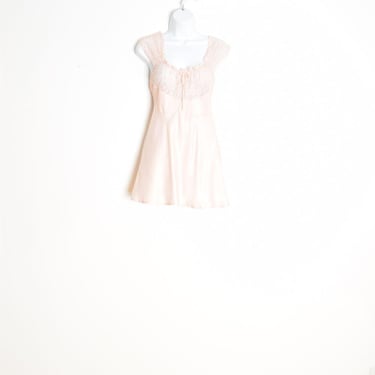 vintage 30s top pink bias cut satin lace lingerie blouse shirt nightie XS clothing 