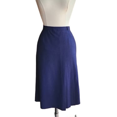 Vintage 40s Skirt Navy Blue Wool Side Pleats 