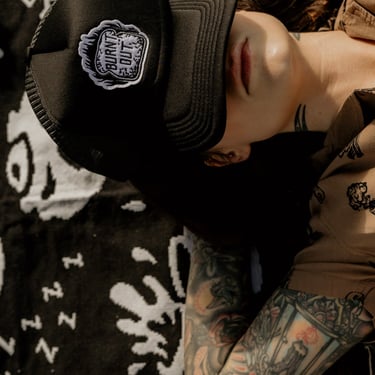 Burnt Out Trucker Hat by Pyknic | Tattoos, Motorcycles, So Tired 