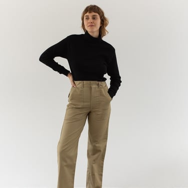 Vintage 29 Waist Army Tan High Waist Pants | Cotton Poly Utility Pant | Beige Khaki Fatigue pants | slim Army Trouser | Made USA 