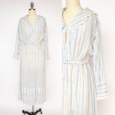 Antique Edwardian Dress Sheer Cotton 1910s S 