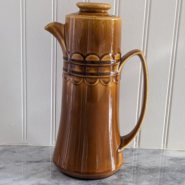 Vintage Mustard Brown Glaze Ceramic Coffee Pot 