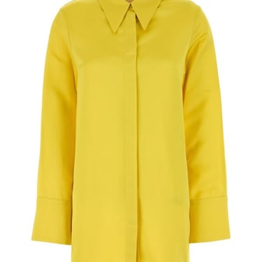 Jil Sander Women Yellow Satin Oversize Shirt