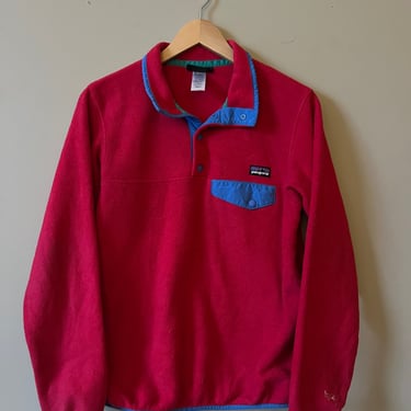 PATAGONIA SYNCHILLA WOMENS PINKY/RED T SNAP FLEECE PULLOVER