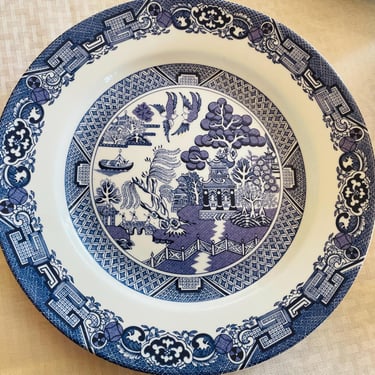 Vintage Royal Cuthbertson Blue Willow Serving  Platter Chop Plate 12" Chip Free- Unused Condition 