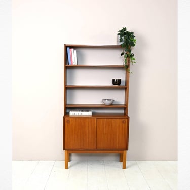 1950s Scandinavian Teak Bookcase – Vintage Mid-Century Storage Cabinet 