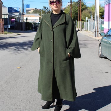 Vintage 60s Loden Frey Cape Coat, Size 42 Women, loden green wool blend 
