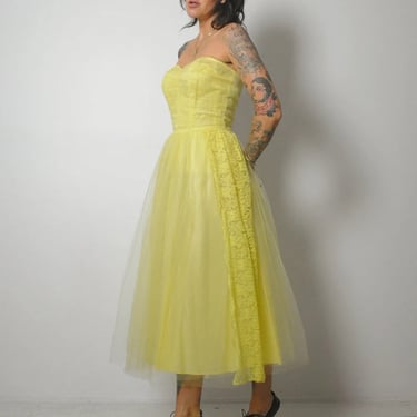 1950's Lemon Lace & Tulle Gown