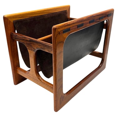 Aksel Kjersgaard Magazine Rack in Rosewood and Leather for Salin Møbelfabrik