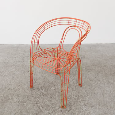 1990's Funky Orange Wire Patio Chair