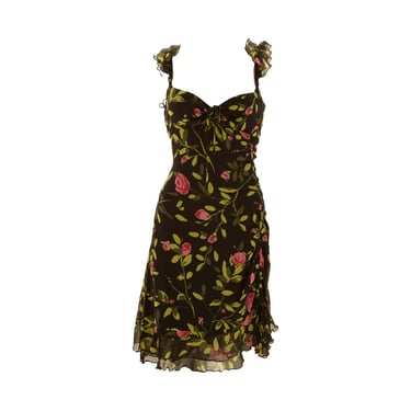 Moschino Black Floral Ruffle Dress