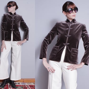 Vintage 1970's | Velveteen | Brown | Mandarin Collar | Blazer | Jacket | New With Tags | S 