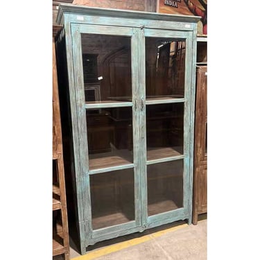 Painted Teak Cabinet with Glass