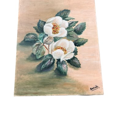 Unframed European Floral Magnolia Painting 