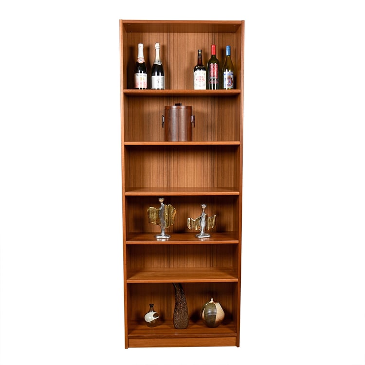Danish Modern 83&#8243; Tall Teak Bookcase with Adjustable Shelves