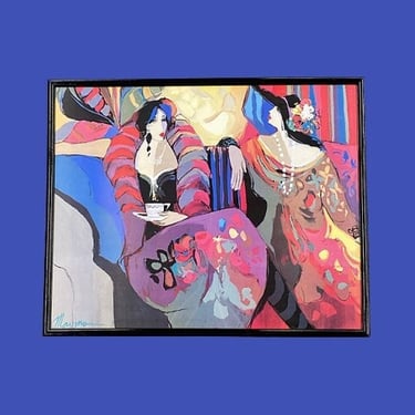 Vintage Isaac Maimon Print 1990s Reteo Size Contemporary + Ladies in a Coffee Shop + Reproduction + Colorful + Israeli Artist + Modern Art 