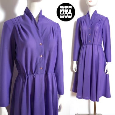 Sweet Vintage 70s 80s Purple Fit and Flare Day Dress 