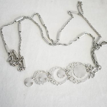 1960s/70s Sarah Coventry Silver Long Pendant Necklace 