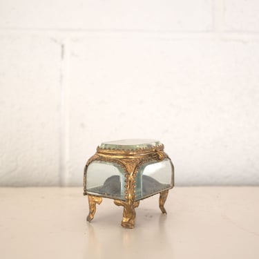 antique french ormolu and beveled glass bijoux casket with cushion