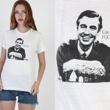 Mister Rogers Neighborhood T shirt / Can You Say F*ck It /Vintage 80s PBS TV Show / Screen Stars 50 50 Medium M 