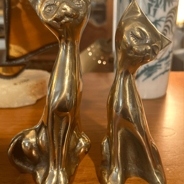 Pair of MCM Brass Cats