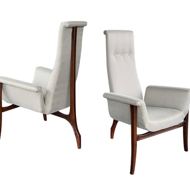 Pair Vintage 1960s Tripod Lounge Chairs with Flared Arms