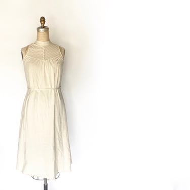 cotton ivory mid length dress 