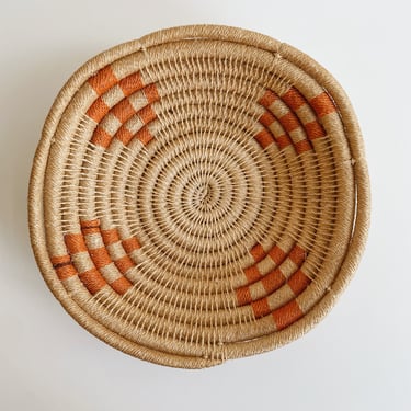 Woven Orange Checker Basket