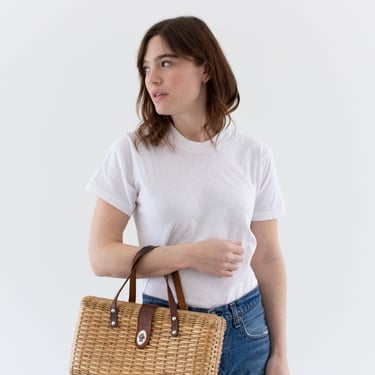 Vintage Wicker Straw Bag | 60s Handbag | Picnic Basket 