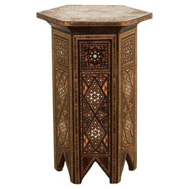 Moorish Syrian Hexagonal Inlay Drink Table