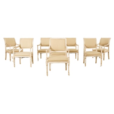 Set of Eight Dennis and Leen Neoclassical Painted Dining Armchairs