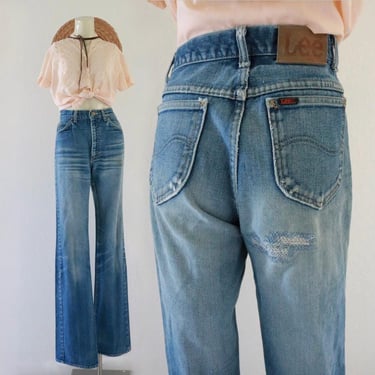 70's USA Union Label LEE Jean - 28 - destroyed womens distressed riders 1970s 80s 1980s size 6 tall denim pants 